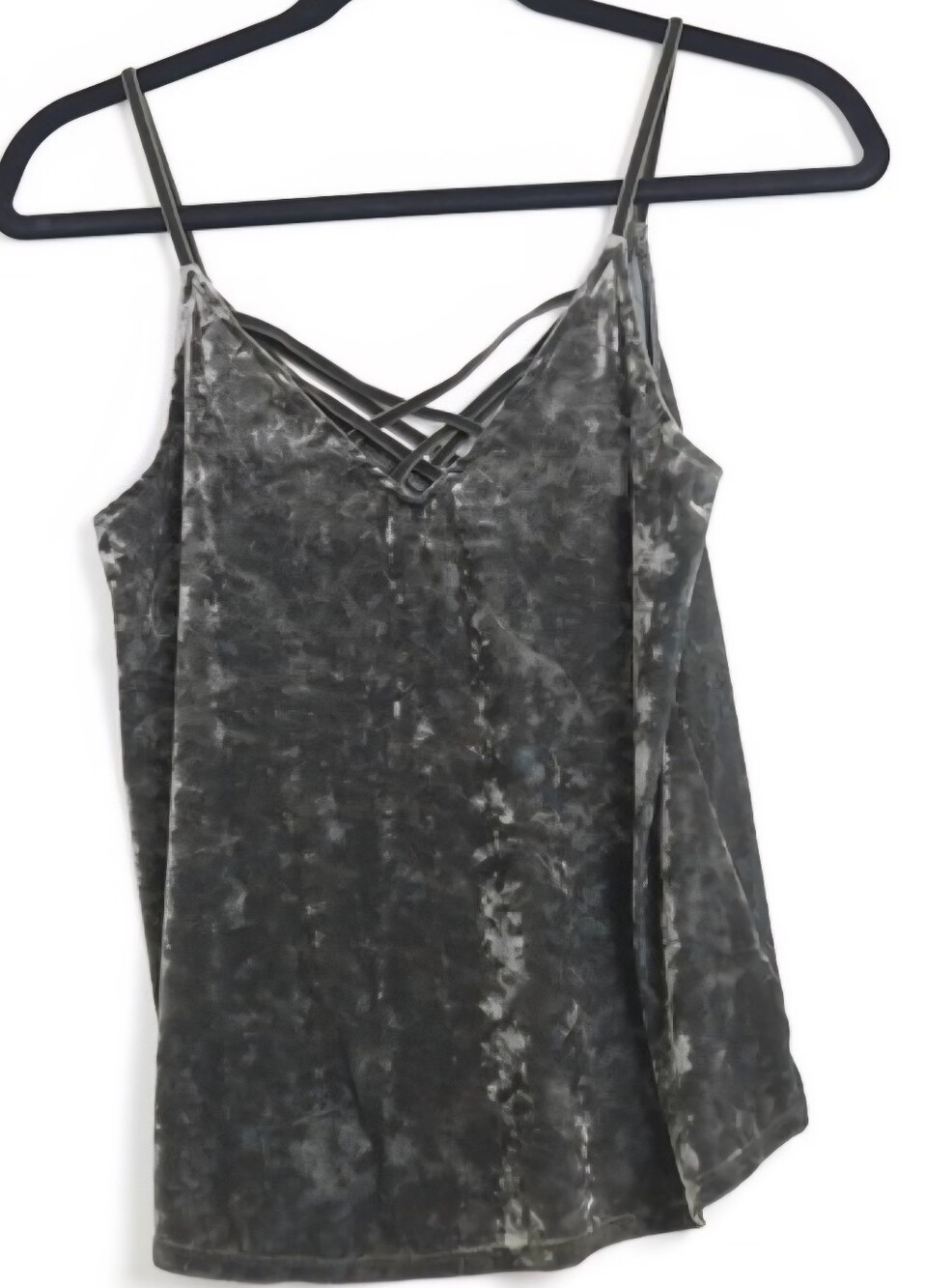 AE American Eagle Dark Olive Green Velvet Velour Strappy Tank Blouse Women's S